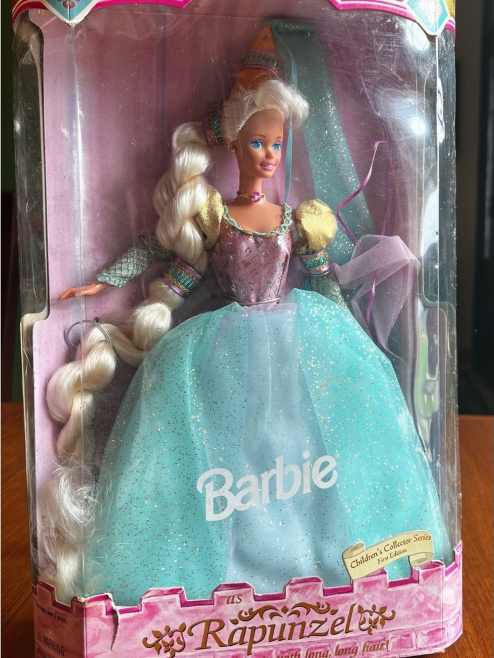 Barbie Rapunzel Doll in Aqua, Pink & Gold Gown